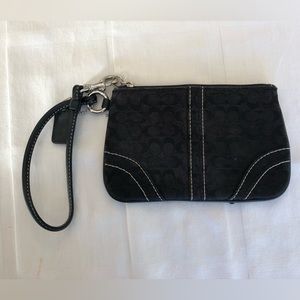 Black Coach wristlet classic logo print
